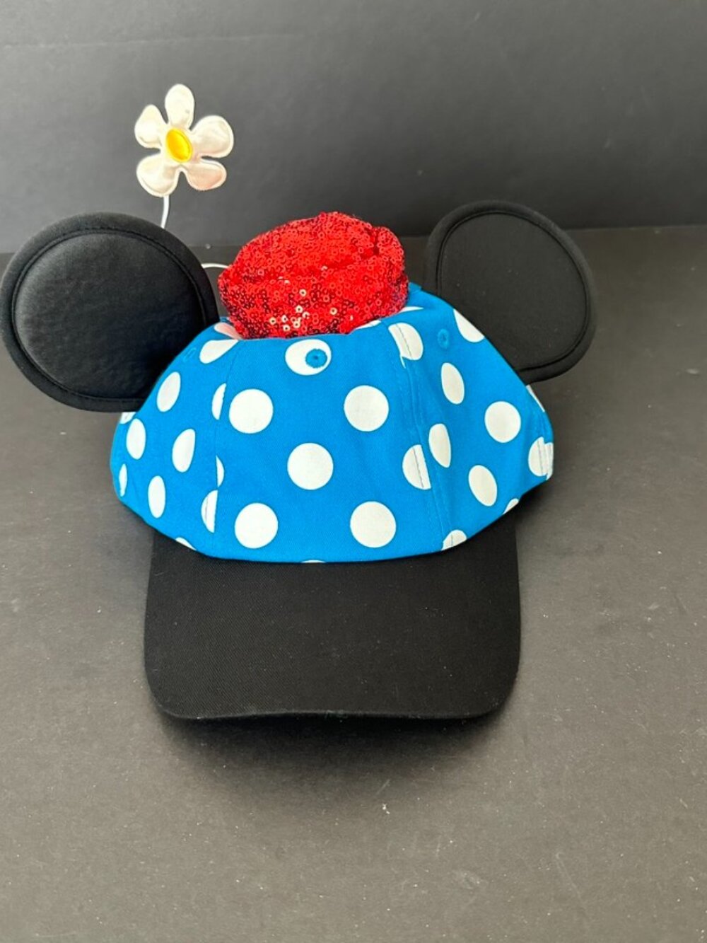 Disney Parks Classic Minnie Mouse Blue Polka Dot Ears Hat NEW